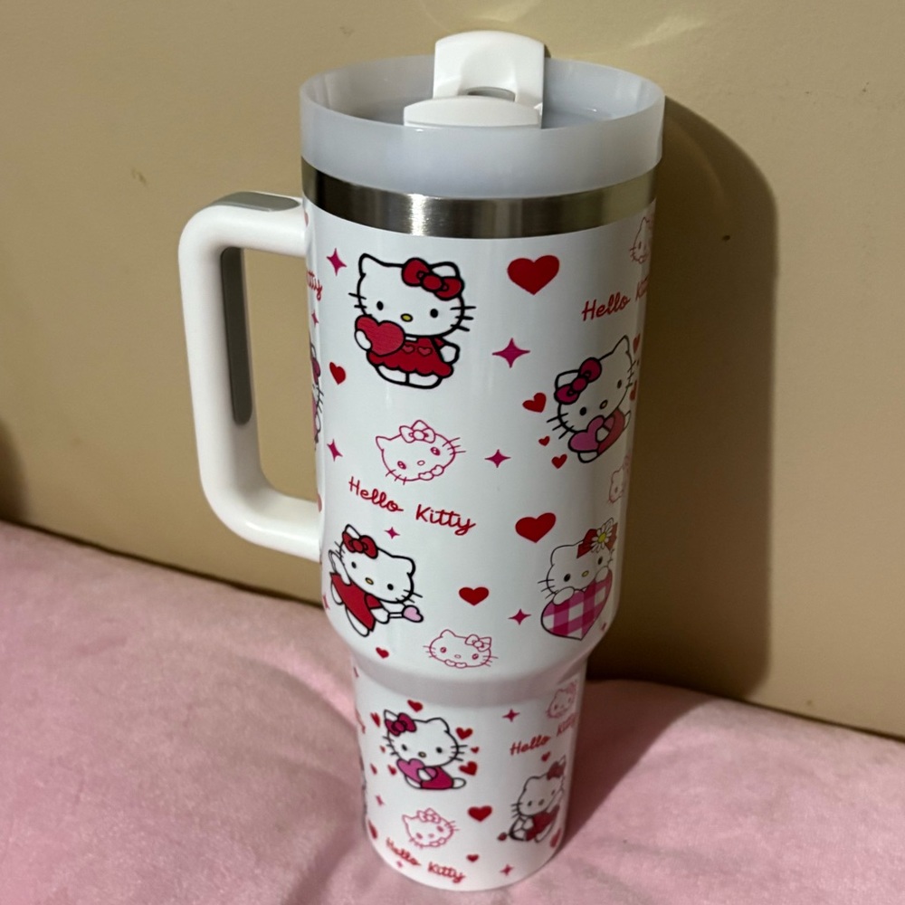 Easter sale! 40oz Hello Kitty stainless steel Travel Mug with handle and lid New
